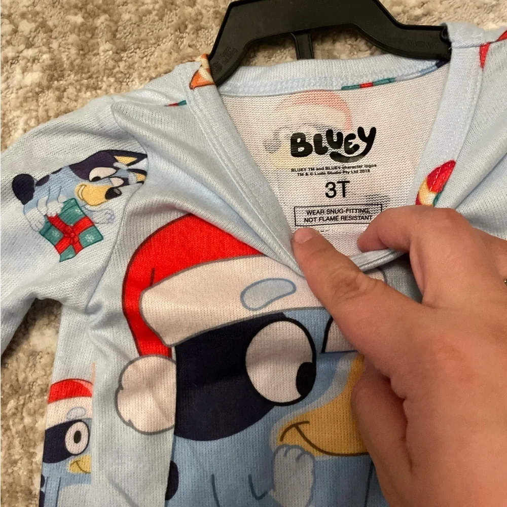 Christmas Kids Bluey Pajama Set - Light Blue size 3T-NWT